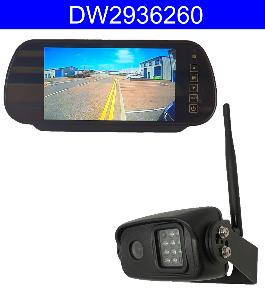 Sharp CCD Black Bracket Wireless Reverse Camera Kit with 7'' mirror monitor