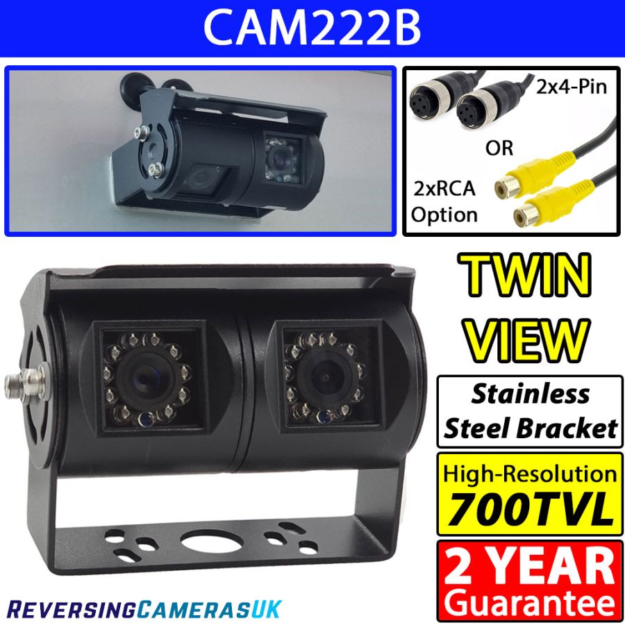 Sony CCD Dual Lens Black Bracket Reversing + Rear View Camera with Stainless Steel Bracket