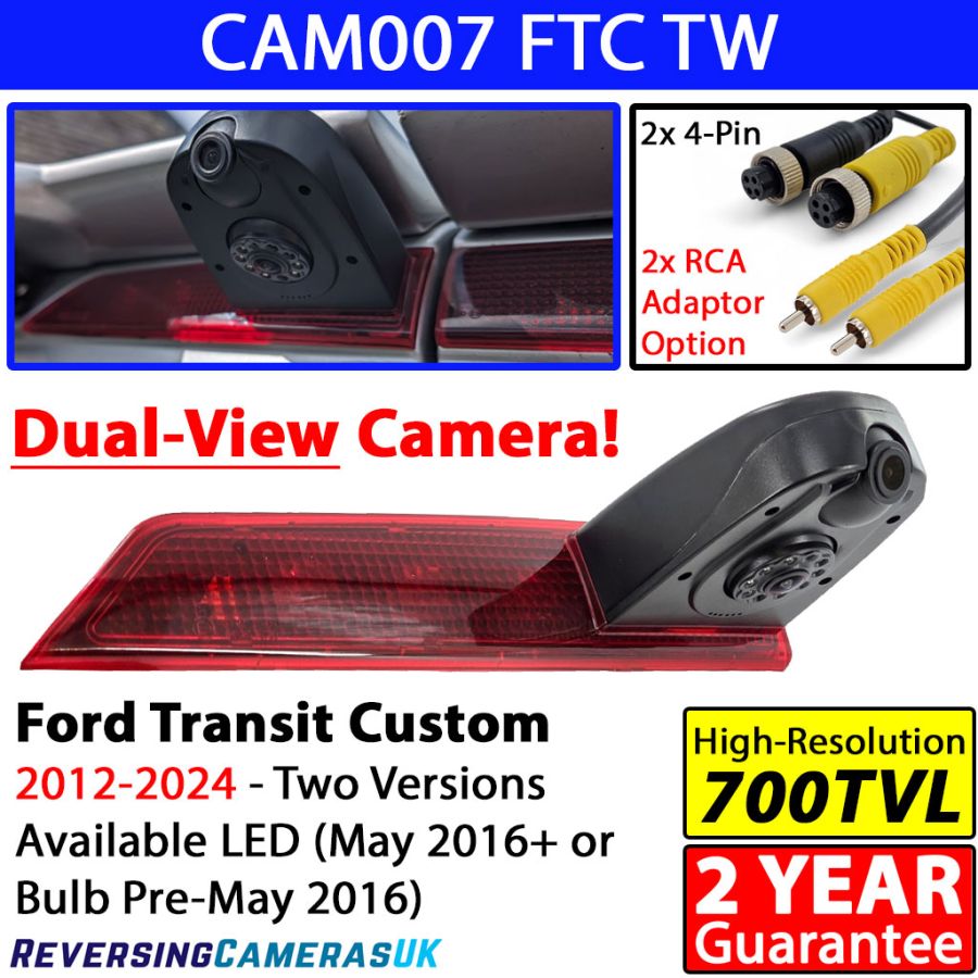 Ford Transit Custom Dual Lens Brake Light Reversing and Driving Rear View Camera (2012-2024)