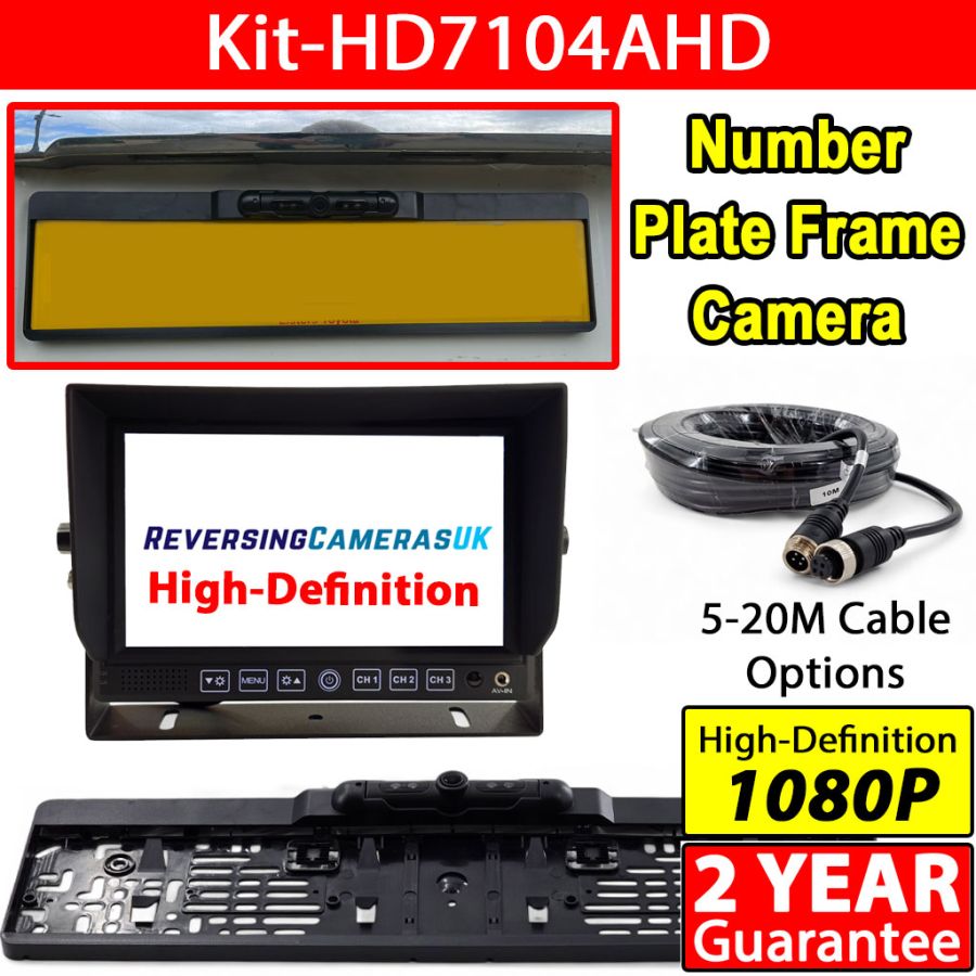 Heavy duty 7 inch AHD dash mount monitor and number plate frame reversing camera