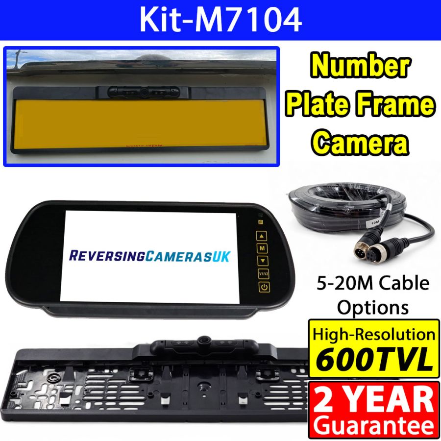 Number Plate Frame Reversing Camera System with 7 inch Mirror Monitor