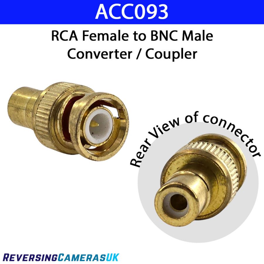 BNC Male to RCA Phono Socket Coupler  Reversing Camera & Vehicle CCTV Adaptor