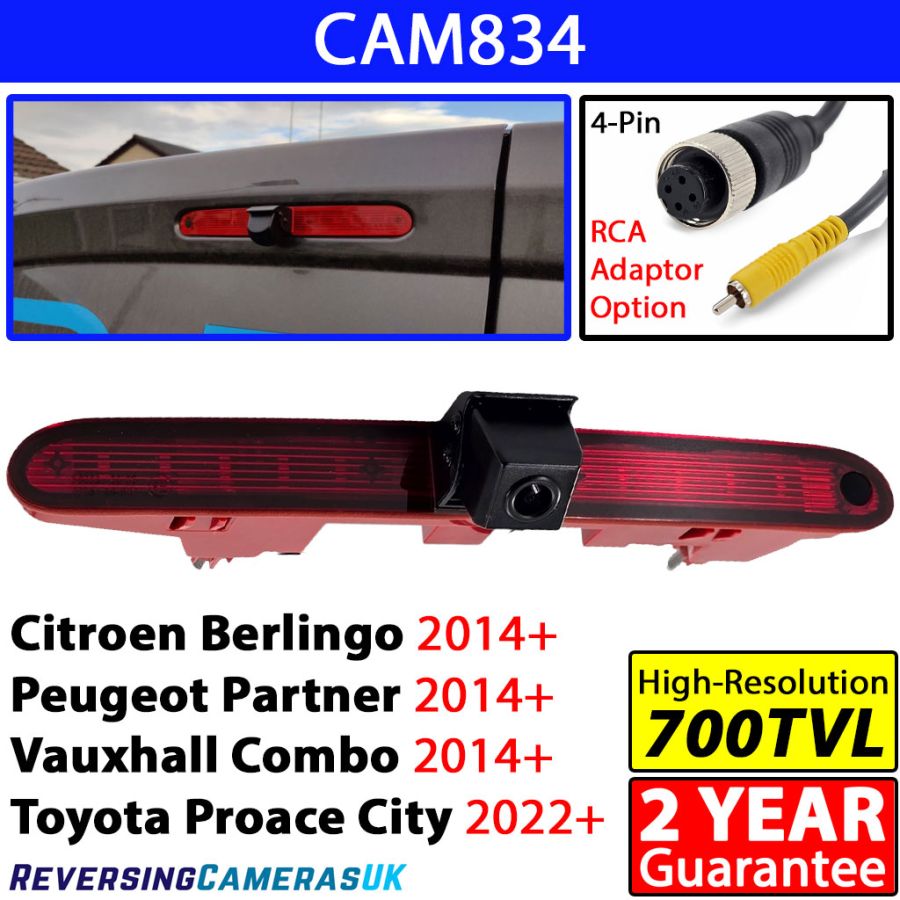 Citroen Berlingo, Peugeot  Partner, Toyota Proace, Vauxhall Combo Brake light reversing camera